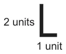 Letter L with vertical side 2 units and horizontal side 1 unit