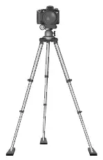 Picture of a camera on a tripod with three legs