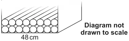 Two rows of 8 cylinders lying side by side across the 48 cm width of the crate