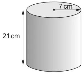 Cylinder with radius 7 cm and height 21 cm