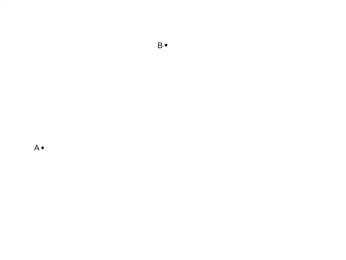 Scale diagram with point B near the top centre and point A to the lower left of B