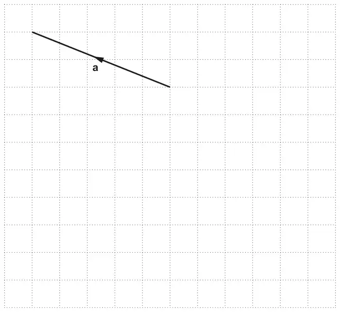Square grid with vector a drawn as a line segment with an arrow pointing 5 squares left and 2 squares up