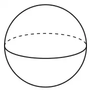 A ball-shaped solid with an equator drawn on it