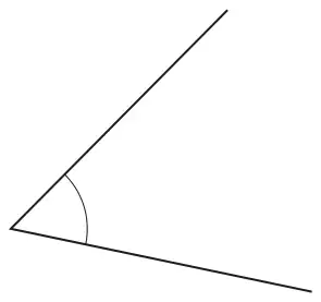 An angle formed by two lines meeting at a point on the left, with the angle marked by an arc