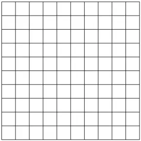 A 10 by 10 grid of small squares