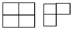 One full square and three quarters of a square