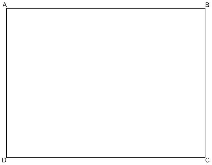 Rectangle ABCD with A top left, B top right, C bottom right and D bottom left; it is wider than it is tall