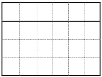 Plan: a 6 cm by 4 cm rectangle with a line across it 1 cm from one long side