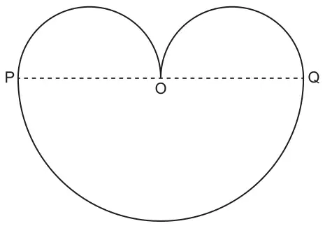 Shape made of a large semicircle below the diameter PQ and two small semicircles above it, on PO and OQ, with O the midpoint of PQ