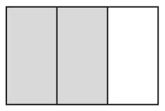 Rectangle divided into 3 equal vertical strips, 2 of them shaded