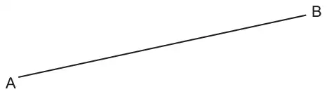 Line segment AB, sloping up from A on the left to B on the right