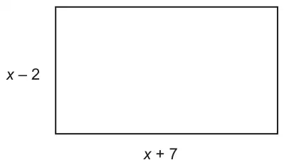 Rectangle with height (x - 2) and width (x + 7)
