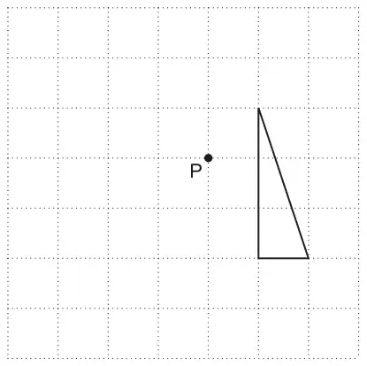 Square grid with point P marked and a right-angled triangle to the right of P