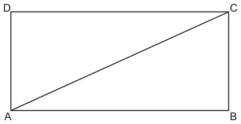Rectangle with D top left, C top right, B bottom right and A bottom left, with the diagonal AC drawn