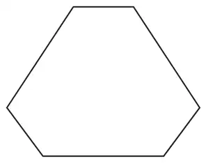 Hexagon with a horizontal top and bottom, the top side shorter than the bottom side, and four sloping sides