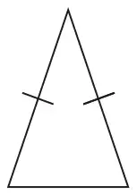 Triangle with two equal sides marked with dashes