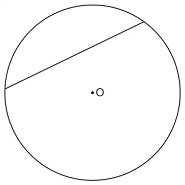 Circle with centre O and a straight line joining two points on the circle, passing above O