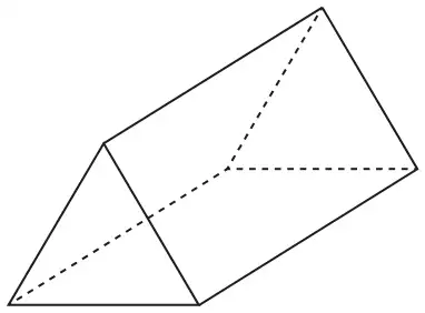 A triangular prism drawn in 3D with hidden edges dashed