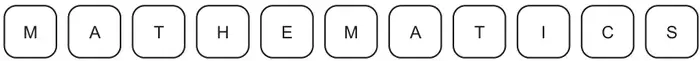 Eleven tiles reading M A T H E M A T I C S