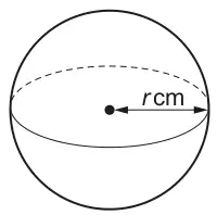 Sphere with its centre marked and the radius r cm drawn to the surface