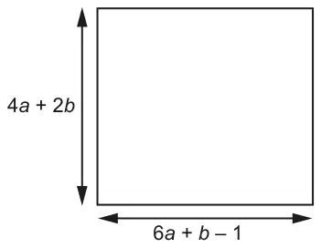 Square with one side labelled 4a + 2b and an adjacent side labelled 6a + b − 1