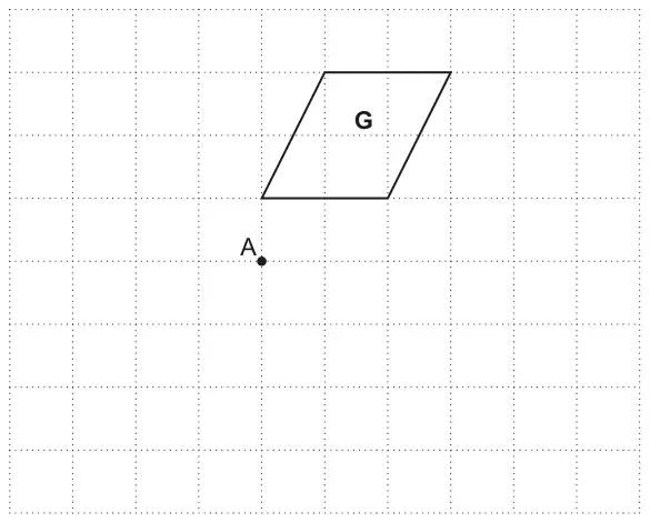 Square grid with parallelogram G and point A below it