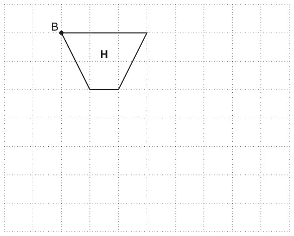 Square grid with trapezium H; point B is its top left vertex