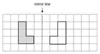 The L-shape reflected to the right of the mirror line