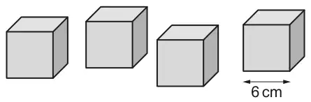 Four identical cubes, each of side 6 cm