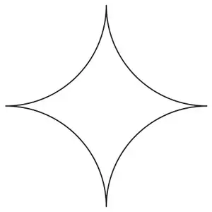 A four-pointed star shape made from four quarter circle arcs curving inwards, with points at the top, bottom, left and right