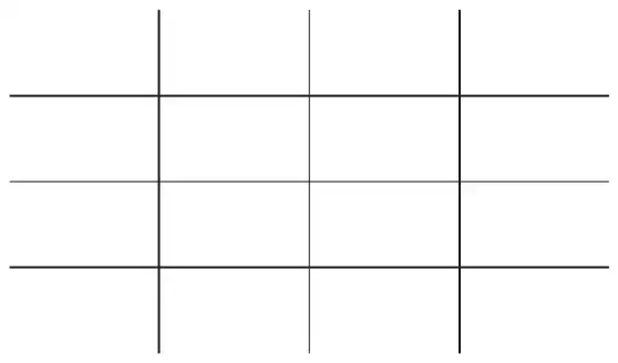 A blank table with 4 columns and 4 rows