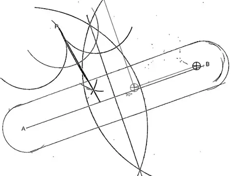 Exemplar E: many arcs and lines, none forming a valid construction