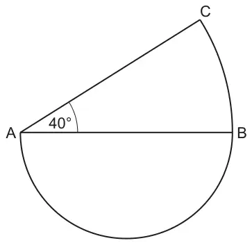 Sector BAC with centre A, angle BAC = 40°, and a semicircle on diameter AB below AB