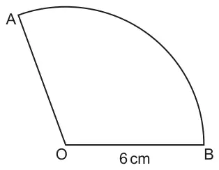 Sector AOB with OB = 6 cm and an obtuse angle at O