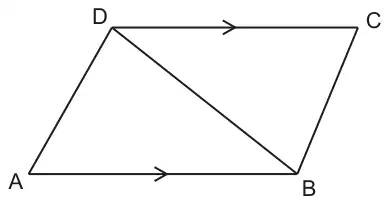 Quadrilateral ABCD with AB and DC marked parallel, and the diagonal DB drawn