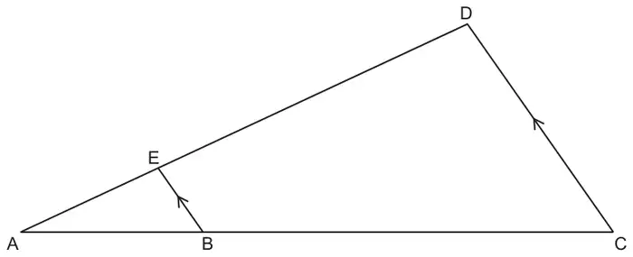 Triangle ACD with E on AD and B on AC; BE is parallel to CD