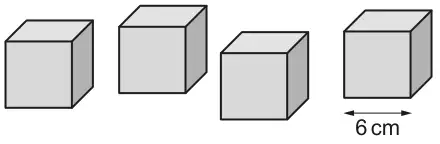 Four identical cubes, each of side 6 cm