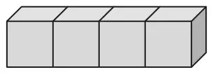 Four cubes in a row forming a 4 by 1 by 1 cuboid