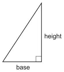 Right-angled triangle with the base along the bottom and the height as the vertical side