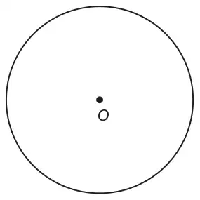 A circle with its centre marked O