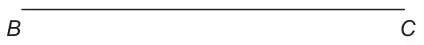 Horizontal line BC, with B at the left end