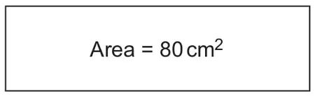 A rectangle labelled Area = 80 cm squared