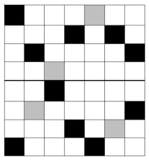 The grid with the four extra squares needed shown in grey