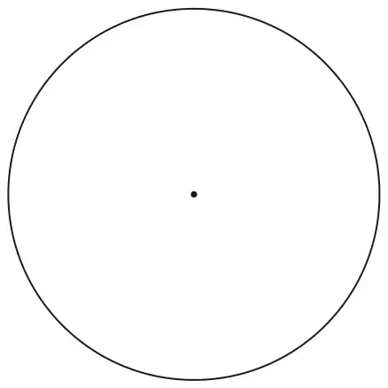 A circle with its centre marked with a dot