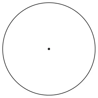 A circle with its centre marked with a dot