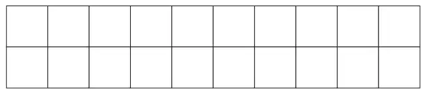 A 2 by 10 grid of 20 unshaded squares