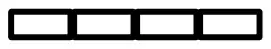 Four rectangles joined end to end by their short sides to make one long rectangle