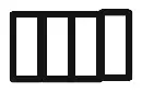 Four rectangles joined side by side along their long sides