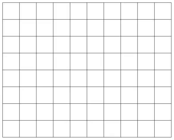 Empty square grid, 10 squares wide and 8 squares high