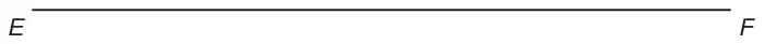 A horizontal line from E on the left to F on the right
